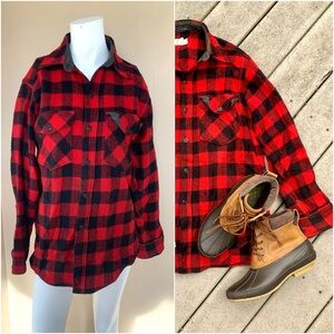 L.L. Bean Wool Button Up Flannel Shirt | Vintage Buffalo Plaid Flannel Shirt